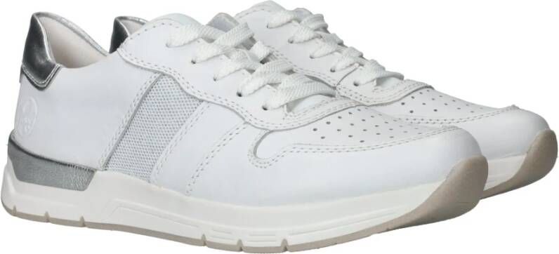 Rieker Witte Leren Sneakers met Zilveren Details White Dames