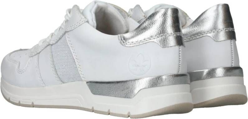 Rieker Witte Leren Sneakers met Zilveren Details White Dames