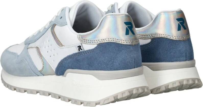 Rieker Witte Sneaker met Blauwe Accenten Multicolor Dames