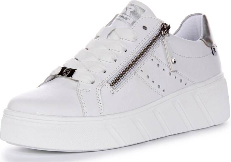 Rieker Witte Zilveren Sneakers