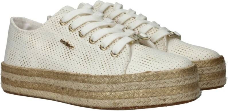 Rieker Zomerse Espadrille Veterschoen White Dames