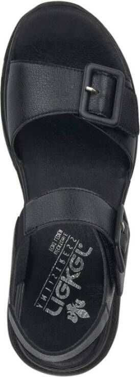 Rieker Zwarte Casual Platte Open Sandalen Black Dames