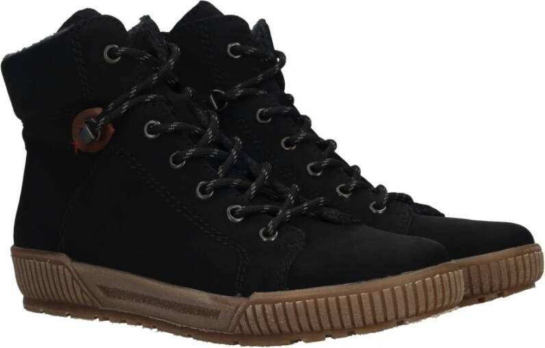 Rieker Zwarte Comfortabele Vegan Veterschoen Black Dames