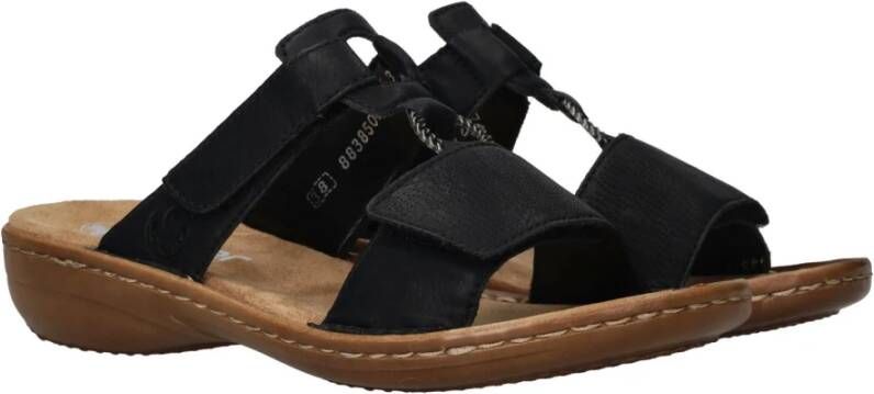 Rieker Zwarte Dames Slip-On Sandalen Black Dames