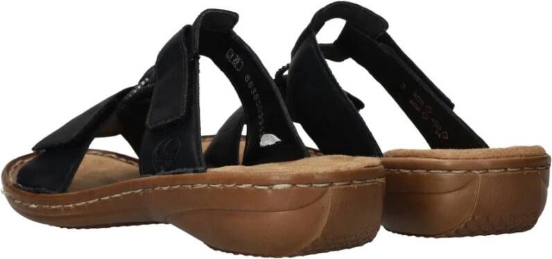 Rieker Zwarte Dames Slip-On Sandalen Black Dames