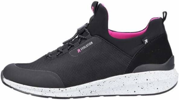 Rieker Zwarte Veterschoen met Sleehak Black Dames