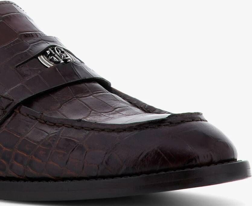 Roberto Cavalli Donkerbruine leren loafers gemaakt in Italië