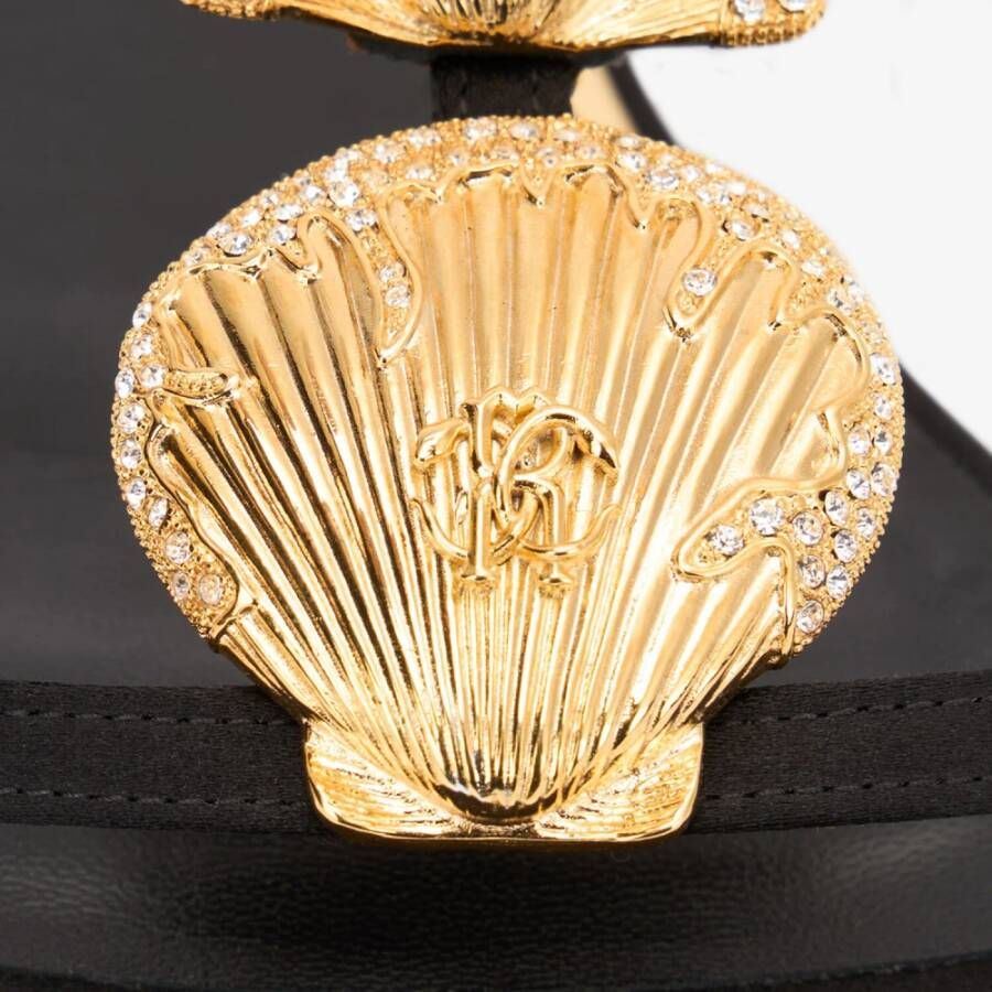 Roberto Cavalli Gouden Schelp Platte Sandalen
