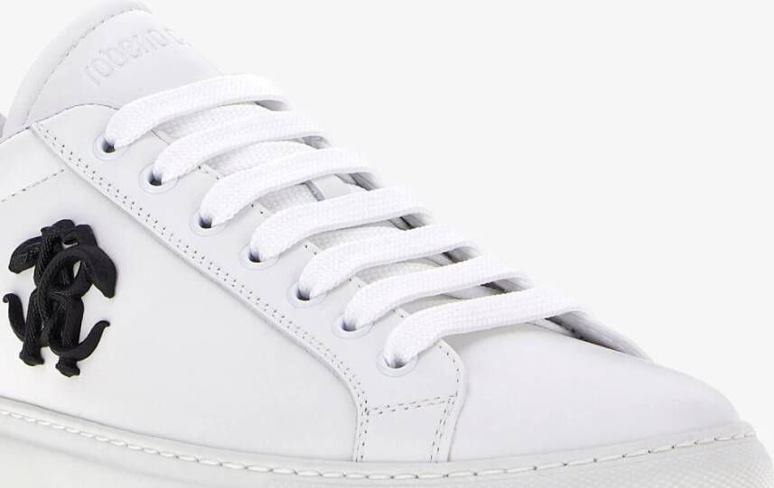 Roberto Cavalli Logo Sneakers Wit Zwart Man Italië