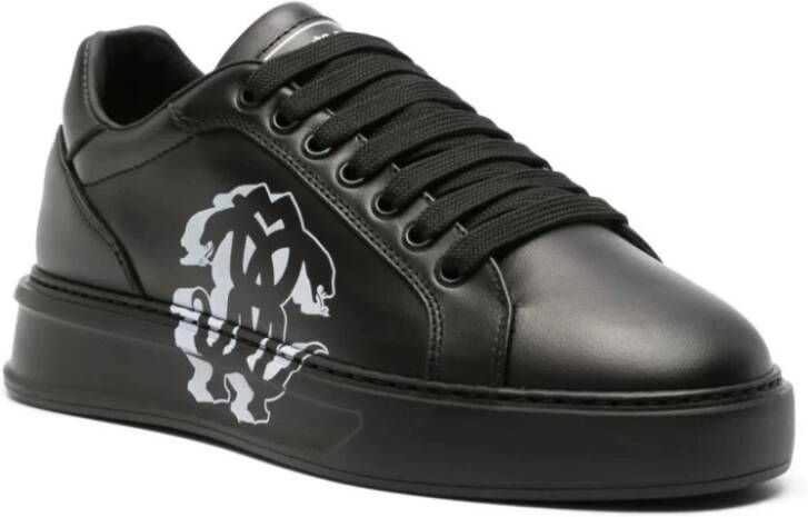 Roberto Cavalli Zwarte Leren Sneakers voor Vrouwen Black Dames