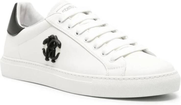 Roberto Cavalli Witte Leren Sneakers voor Mannen White Heren