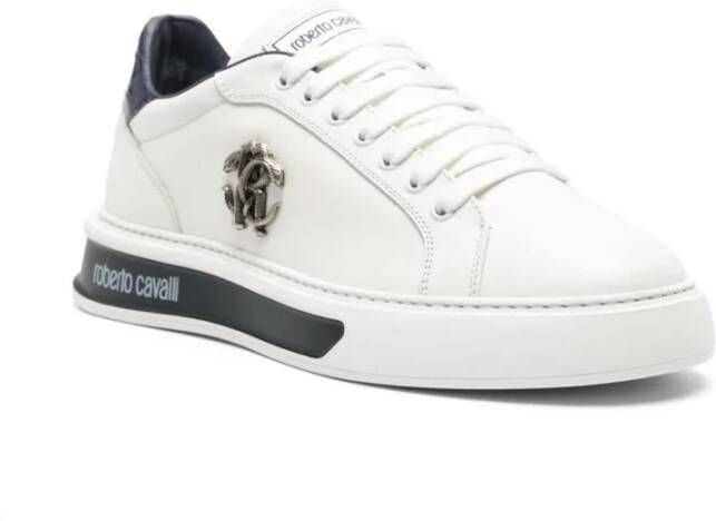 Roberto Cavalli Witte Leren Casual Sneakers Mannen White Heren