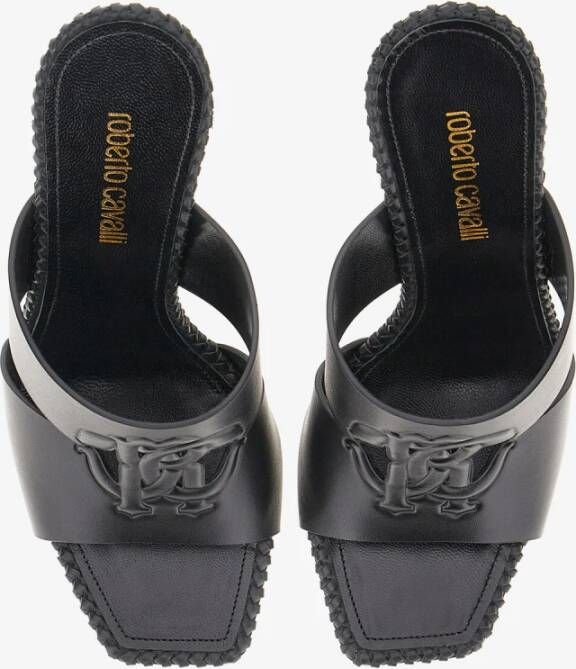 Roberto Cavalli Spiegelslang Monogram Sandalen Zwart