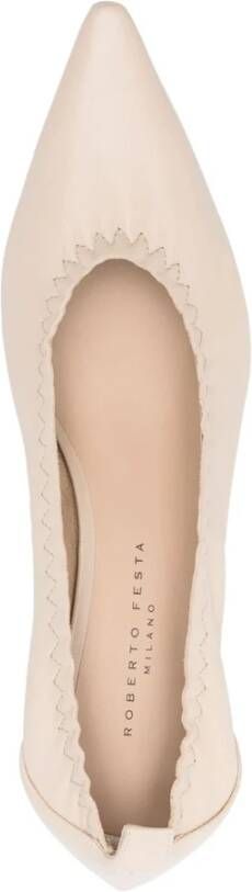 Roberto Festa Beige Leren Iris Pumps 50mm Hak Beige Dames