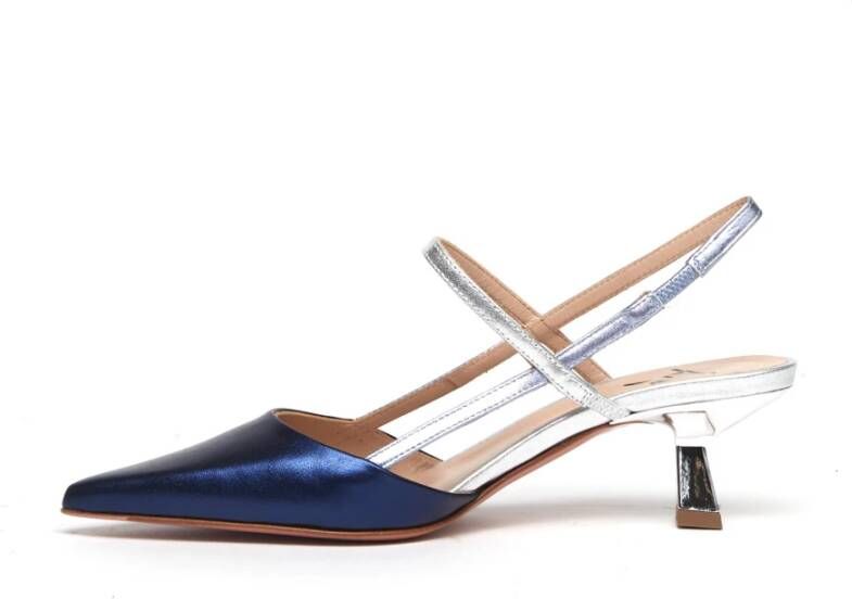 Roberto Festa Blauw Avio Zilver Leren Slingback Blue Dames