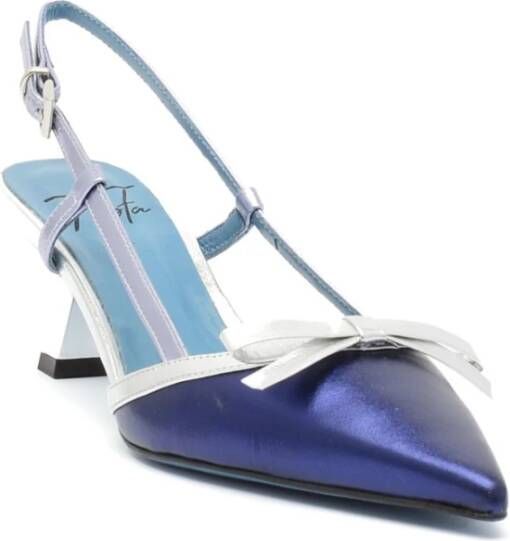 Roberto Festa Blauw en Zilver Leren Slingback Schoenen Blue Dames