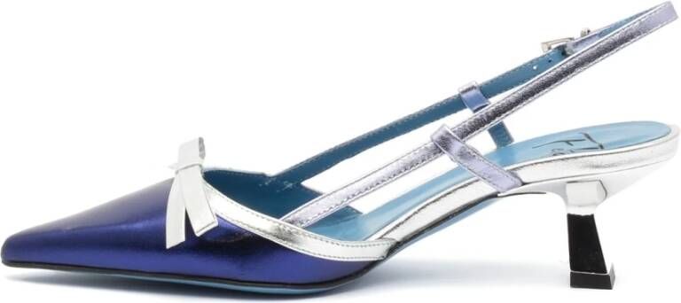 Roberto Festa Blauw en Zilver Leren Slingback Schoenen Blue Dames