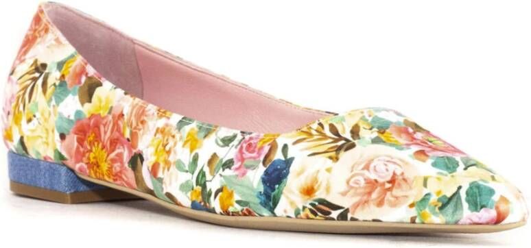 Roberto Festa Bloemen Ballerina Schoenen Wit Leer Multicolor Dames