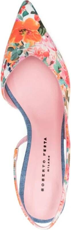 Roberto Festa Bloemenprint Roze Sandalen met Slingback