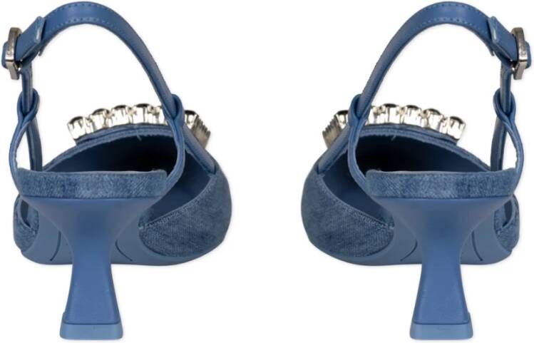 Roberto Festa Denim Slingback Platte Schoenen met Juweelversiering