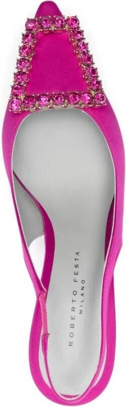 Roberto Festa Fuchsia Roze Kristal Slingback Sandalen
