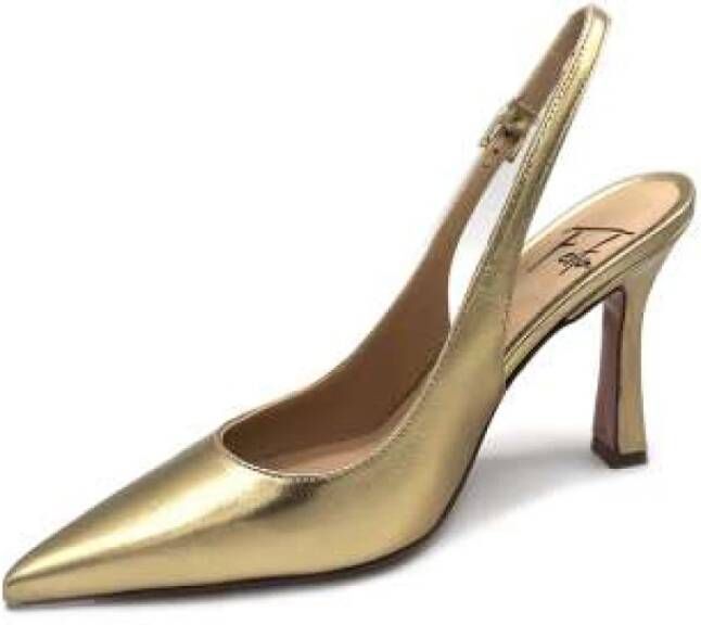 Roberto Festa Gouden Gelamineerde Slingback Hakken Yellow Dames