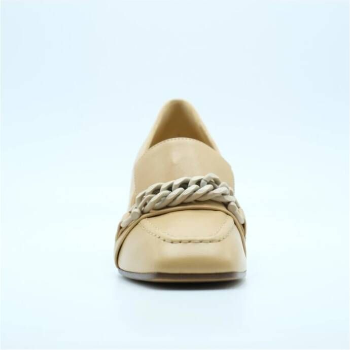 Roberto Festa Leren mocassin met metalen afwerking Beige Dames