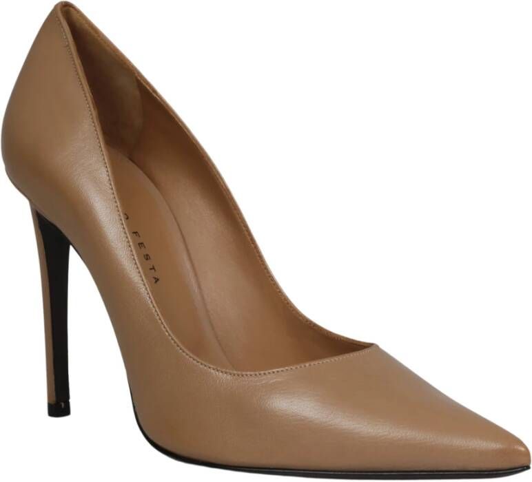 Roberto Festa Leren Pumps Fw22 Puntige Neus Beige Dames