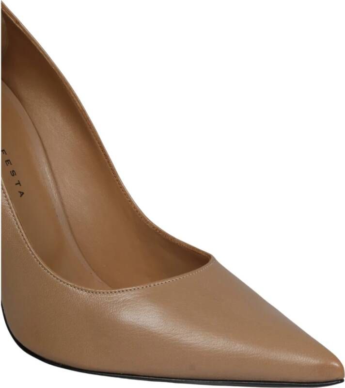 Roberto Festa Leren Pumps Fw22 Puntige Neus Beige Dames