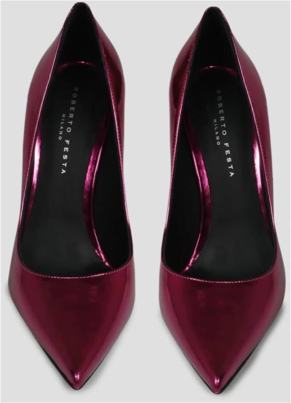 Roberto Festa Metallized Nappa Leren Pumps Rood Dames