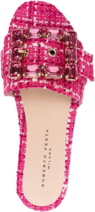 Roberto Festa Rode Sandalen met Fade Tweed Cherry