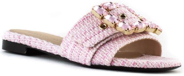 Roberto Festa Roze Boucle Fade Sandalen met Edelstenen Pink Dames