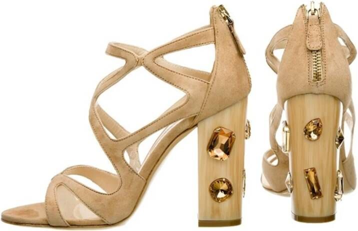 Roberto Festa Hoge Hak Cage Sandalen Beige Dames