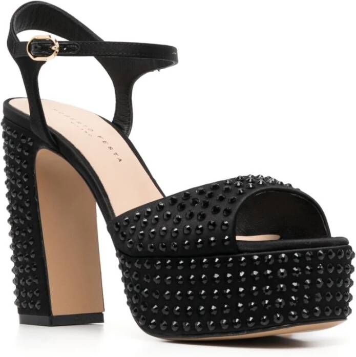 Roberto Festa Zwarte Spike-Detail Hoge Hak Sandalen Zwart Dames