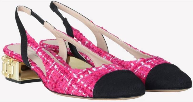 Roberto Festa Fuchsia Slingback Sandalen Tweed Goud Pink Dames