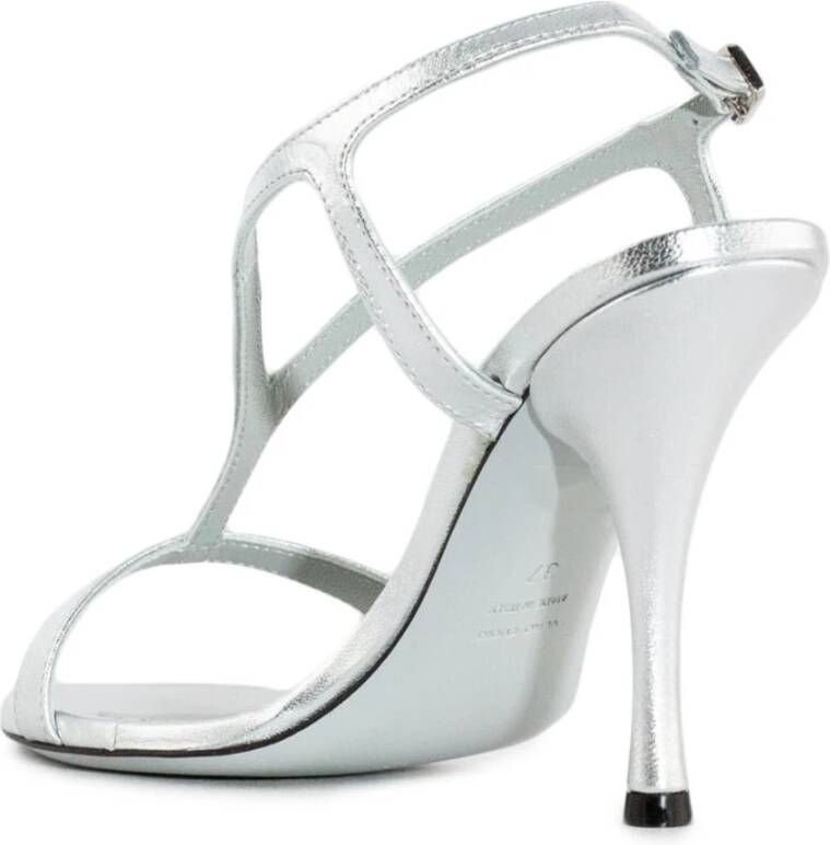 Roberto Festa Zilver Metallic Leren Sandalen met 10cm Hak