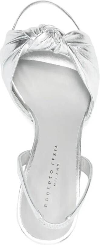 Roberto Festa Zilveren Hoge Hak Sandalen met Knoopdetails