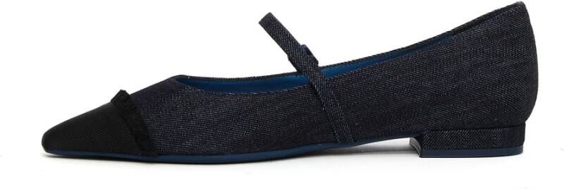 Roberto Festa Zwarte Ballerina`s van Denim en Grosgrain