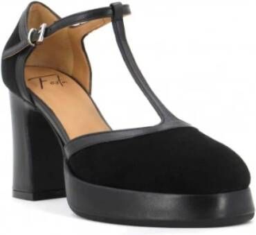 Roberto Festa Zwarte leren en suède hakken Black Dames