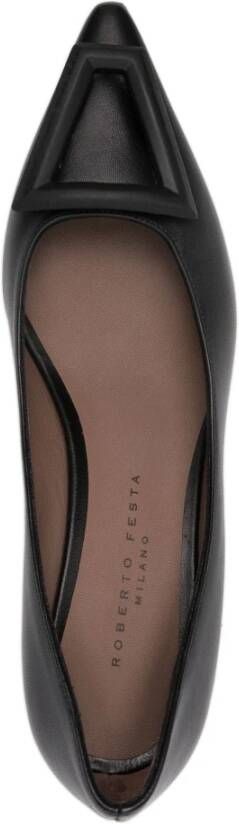 Roberto Festa Zwarte leren pumps met rubberen detail Black Dames