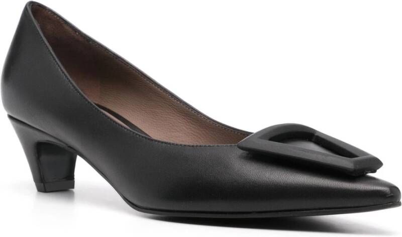 Roberto Festa Zwarte leren pumps met rubberen detail Black Dames