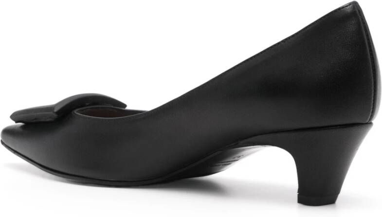 Roberto Festa Zwarte leren pumps met rubberen detail Black Dames