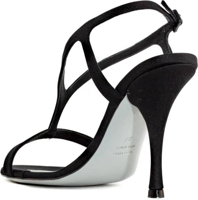 Roberto Festa Zwarte Satijnen Jennie Sandalen 10cm Hak