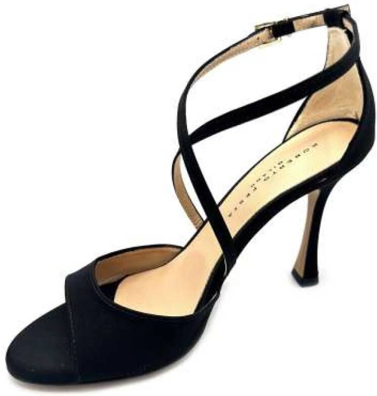 Roberto Festa Zwarte Satijnen Sandaal 9cm Hak Black Dames