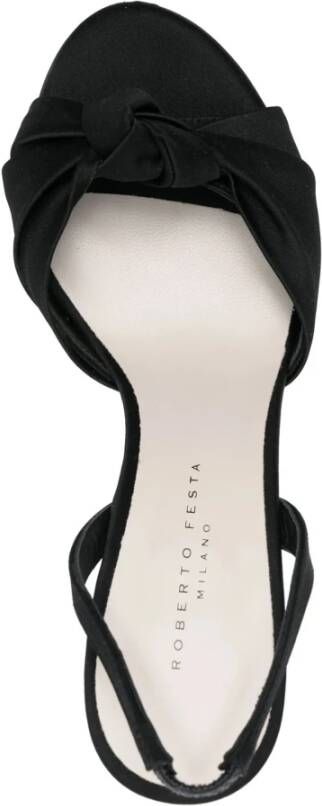Roberto Festa Zwarte satijnen slingback pumps met open teen