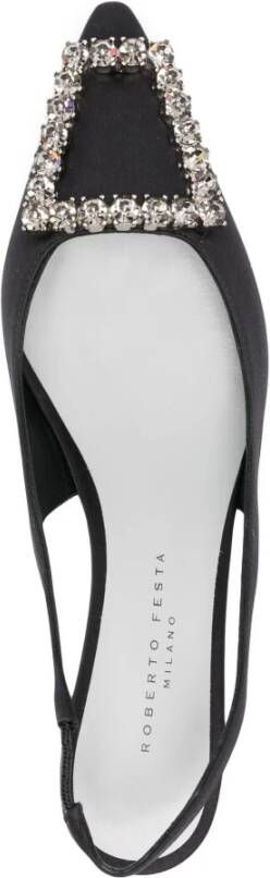 Roberto Festa Zwarte satijnen slingback stiletto hakken
