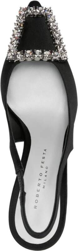 Roberto Festa Zwarte satijnen slingback stiletto hakken