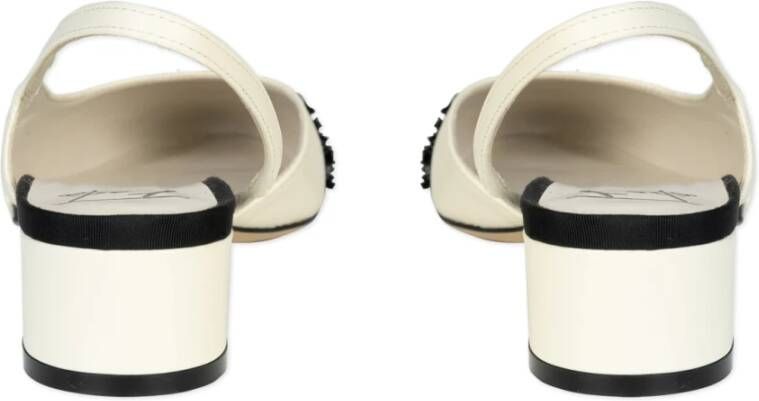 Roberto Festa Zwarte Slingback Platte Schoenen met Franje Stofdetail