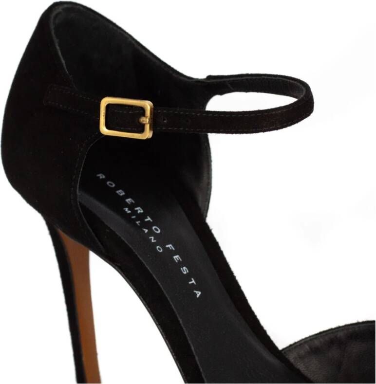 Roberto Festa Zwarte Suède Pumps met Puntige Neus