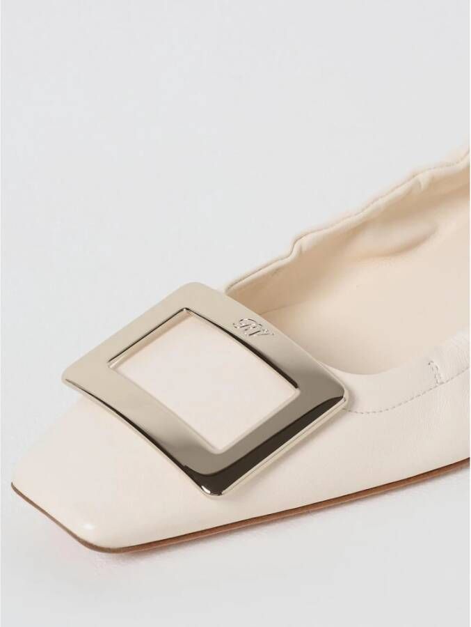 Roger Vivier Geel Roomleer Ballerina's Lage Hak